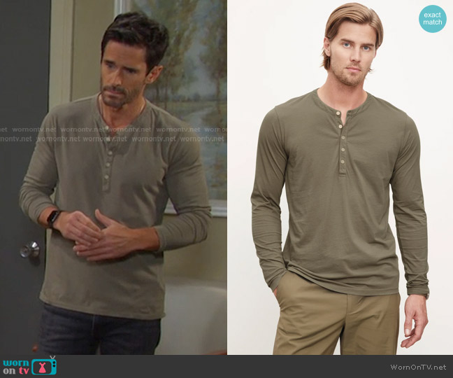 Velvet by Graham & Spencer Alvaro Henley in Alpine worn by Shawn Douglas Brady (Brandon Beemer) on Days of our Lives