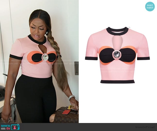Area Colorblock Bustier Cup T-Shirt worn by Phaedra Parks on The Real Housewives of Atlanta