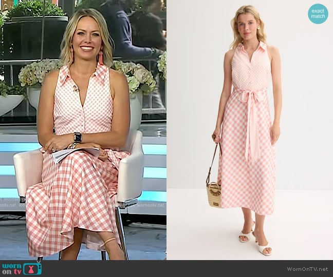 Badgley Mischka Gingham Halter Midi Dress worn by Dylan Dreyer on Today