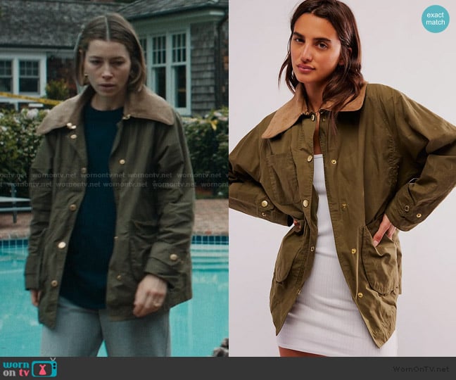 Barbour Hutton Showerproof Jacket worn by Chloe Taylor (Jessica Biel) on The Better Sister