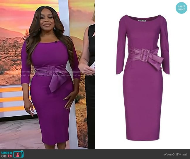 Chiara Boni La Petite Robe Bateau-Neck 3/4-Sleeve Belted Dress worn by Niecy Nash-Betts on Today