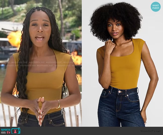 Express Body Contour High Compression Bodysuit worn by Zuri Hall on Access Hollywood