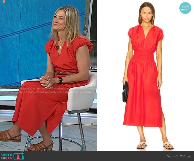 Brochu Walker Mina Dress in Poppy worn by Dr. Jennifer Haythe on Today