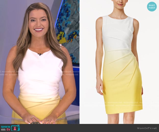Calvin Klein Dip-Dyed Starburst Sheath Dress worn by Dani Beckstrom on Good Morning America