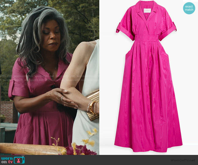 Carolina Herrera Pleated Moire Gown worn by Catherine Lancaster (Lorraine Toussaint) on The Better Sister