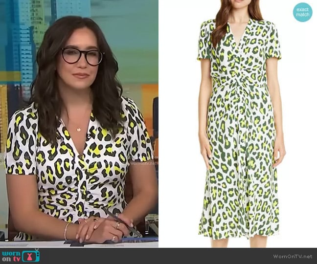Diane von Furstenberg Cecilia Summer Leopard Print Midi Dress worn by Savannah Sellers on NBC News Daily