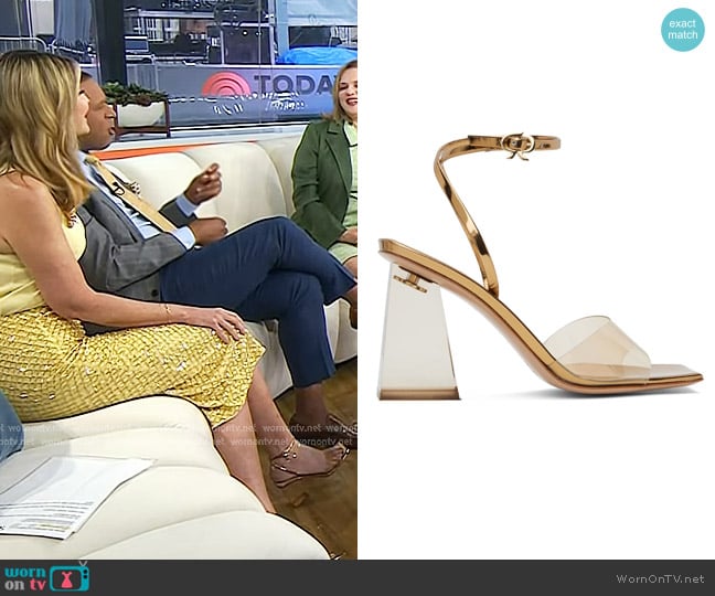 Gianvito Rossi Cosmic Sandal in Gold worn by Savannah Guthrie on Today