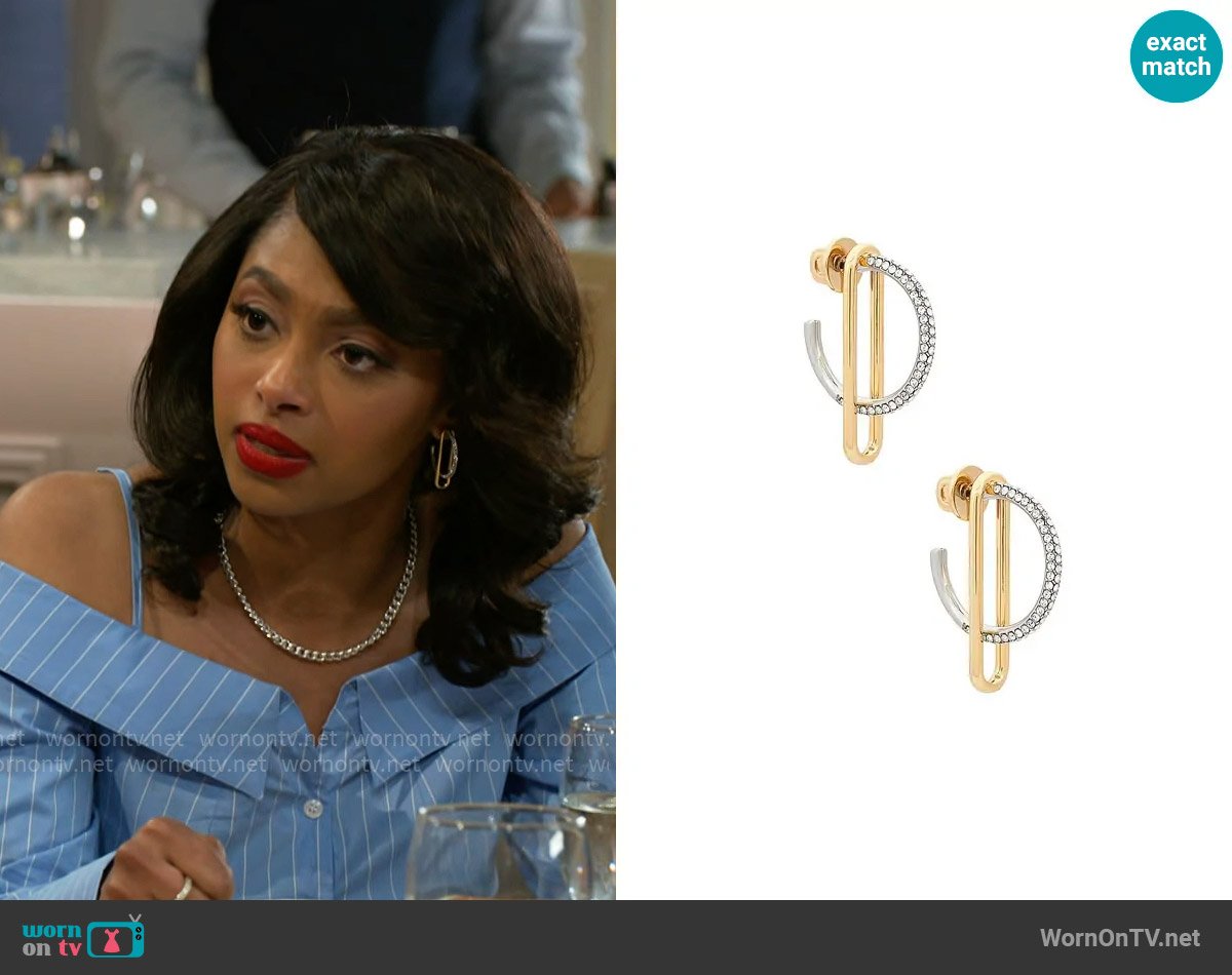 Demarson Mini Astra Hoops worn by Kat Richardson (Colby Muhammad) on Beyond the Gates