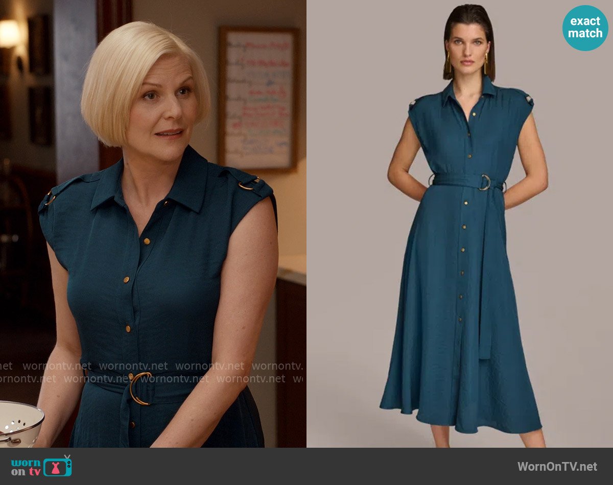 Donna Karan Button-Front Tie-Waist Dress worn by Ellen Baker (Jennifer Robertson) on Ginny & Georgia