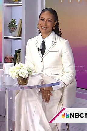 Elaine Welteroth’s white blazer and pleated skirt on Today