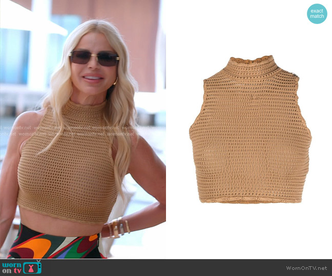 in Marrone by Elisabetta Franchi Crochet Cropped Top worn by Alexia Echevarria (Alexia Echevarria) on The Real Housewives of Miami
