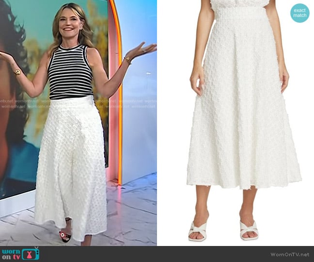 Lela Rose Embroidered Eyelet Midi-Skirt worn by Savannah Guthrie on Today