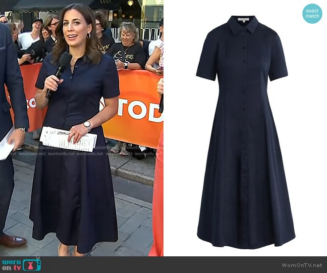 Hallie’s navy short sleeve shirtdress on Today