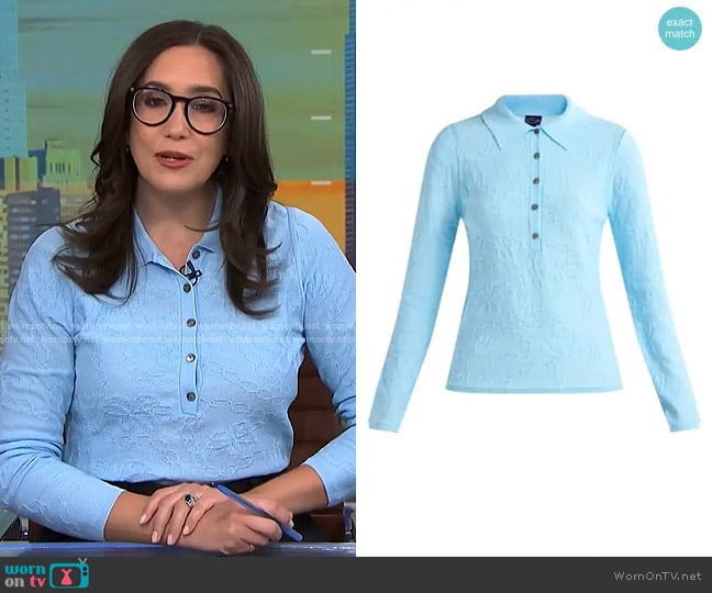 Scoop Fitted Jacquard Polo with Long Sleeves worn by Savannah Sellers on NBC News Daily