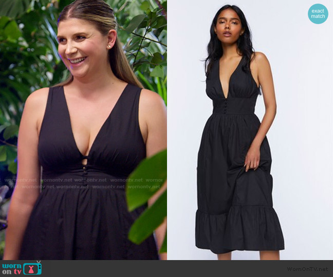 Forever 21 Plunging Midi Dress worn by Janet Caperna on The Valley