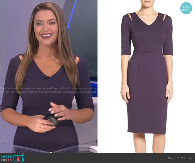 Halogen Cutout Shoulder Sheath Dress worn by Dani Beckstrom on Good Morning America