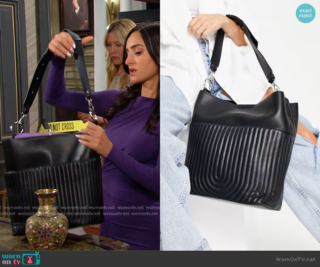 Topshop Hattie Quilt Pocket Slouch Shoulder Bag worn by Gabi Hernandez (Cherie Jimenez) on Days of our Lives