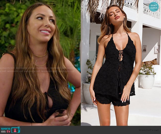Hello Molly Luxury Find Crochet Halter Top worn by Kristen Doute on The Valley