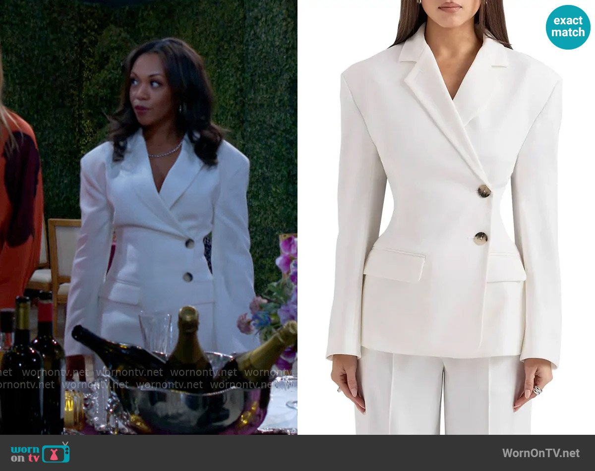 House of CB Hudson Side Button Blazer worn by Amanda Sinclair (Mishael Morgan) on The Young and the Restless