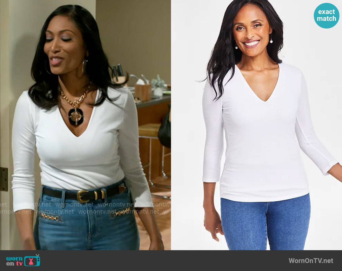INC International Concepts Ribbed Top worn by Dana 'Leslie' Thomas (Trisha Mann-Grant) on Beyond the Gates