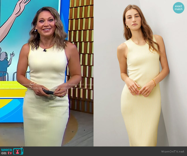 Jason Wu x RTR Ribbed Dress in yellow worn by Ginger Zee on Good Morning America