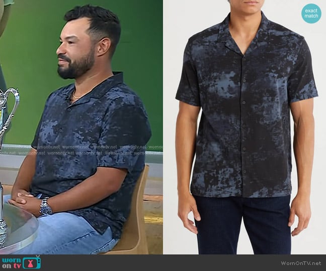 John Varvatos Jacque Camp Shirt in Winter Sky Blue worn by J. J. Spaun on Today