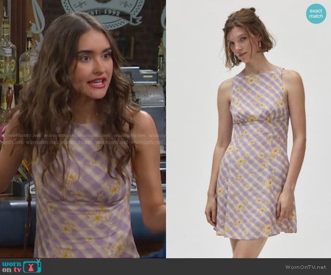 Kimchi Blue Susie Open Back Swing Mini Dress worn by Arianna Horton (Marissa Reyes) on Days of our Lives