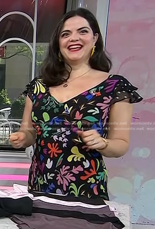 Kimmay Caldwell’s black floral print ruffle dress on Today