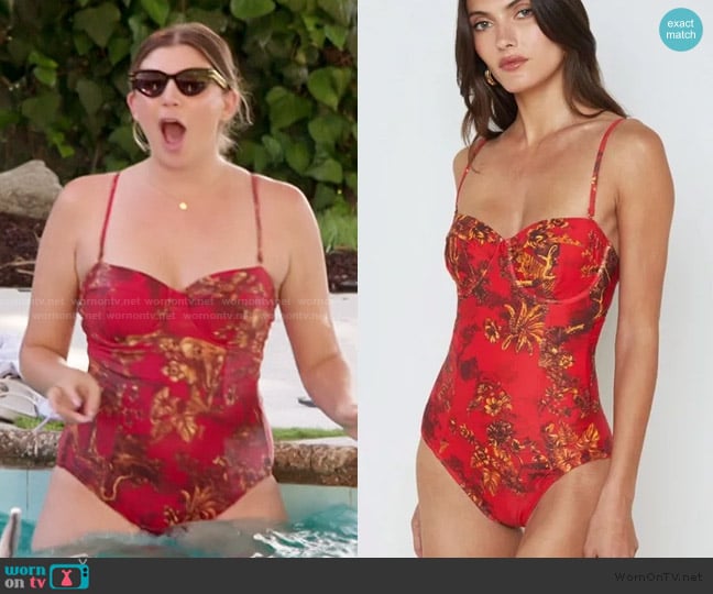 L'Agence Jungle Underwire Bandeau One-Piece Swimsuit worn by Janet Caperna on The Valley