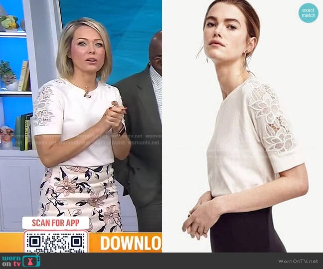 Ann Taylor Lace Sleeve Sweater Tee worn by Dylan Dreyer on Today