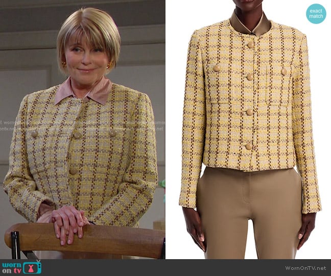Lafayette 148 New York Collarless Patch Pocket Jacket worn by Adrienne Johnson (Judi Evans) on Days of our Lives