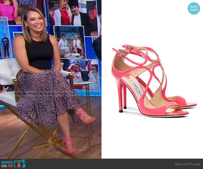 Jimmy Choo Lang Patent Leather Sandals worn by Ginger Zee on Good Morning America