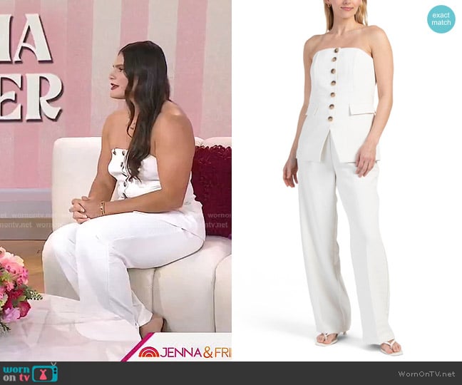 Maison D'Amelie Crinkle Crepe Vest With Removable Straps and Pull On Straight Leg Pants worn by Ilona Maher on Today