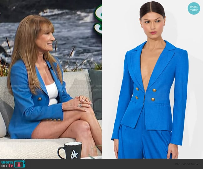 Alice + Olivia Mya Blazer worn by Jane Seymore on Access Hollywood