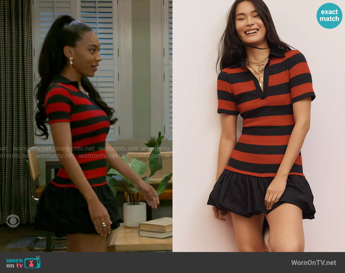 Maeve at Anthropologie Bubble-Hem Twofer Mini Dress worn by Samantha Richardson (Najah Jackson) on Beyond the Gates