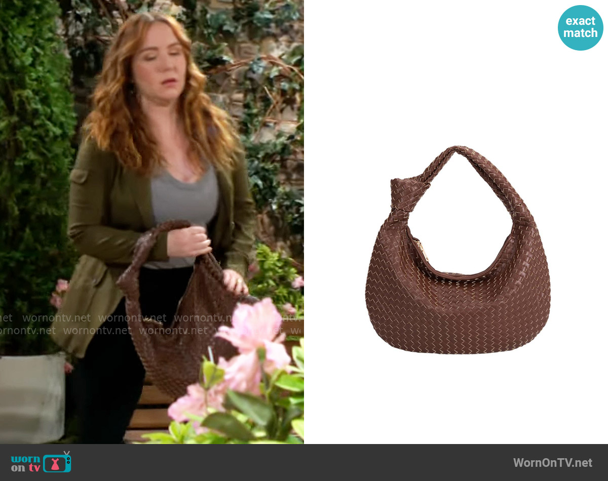Melie Bianco Brigitte Bag in Chocolate worn by Mariah Copeland (Camryn Grimes) on The Young and the Restless