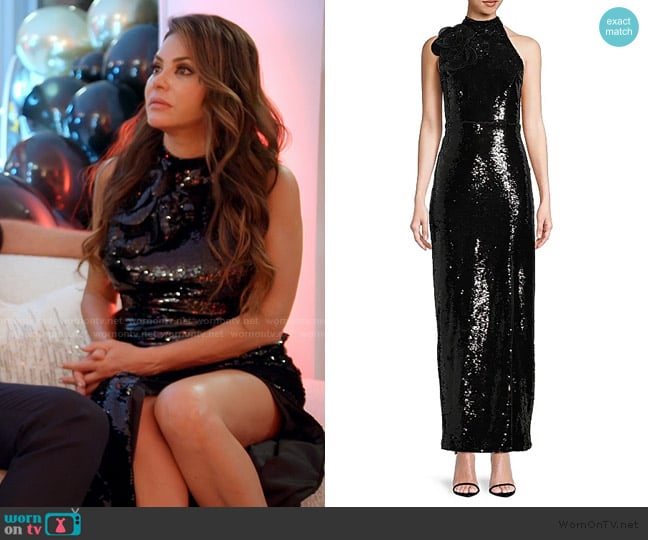 Milly Sabine Sequined Rosette Column Gown worn by Adriana de Moura (Adriana de Moura) on The Real Housewives of Miami