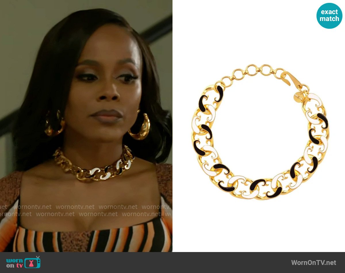 Misho Enamelled Paisley Choker worn by Hayley Lawson (Marquita Goings) on Beyond the Gates