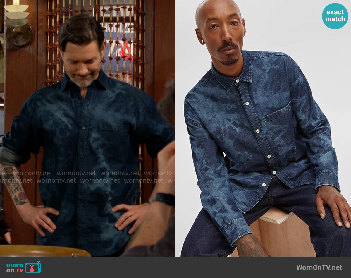 Mode of One Relaxed-Fit Denim Shirt worn by Daniel Romalotti (Michael Graziadei) on The Young and the Restless