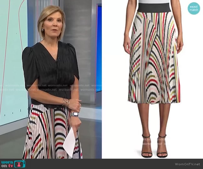 Milly Multicolor Pleated Twill Skirt worn by Kate Snow on NBC News Daily