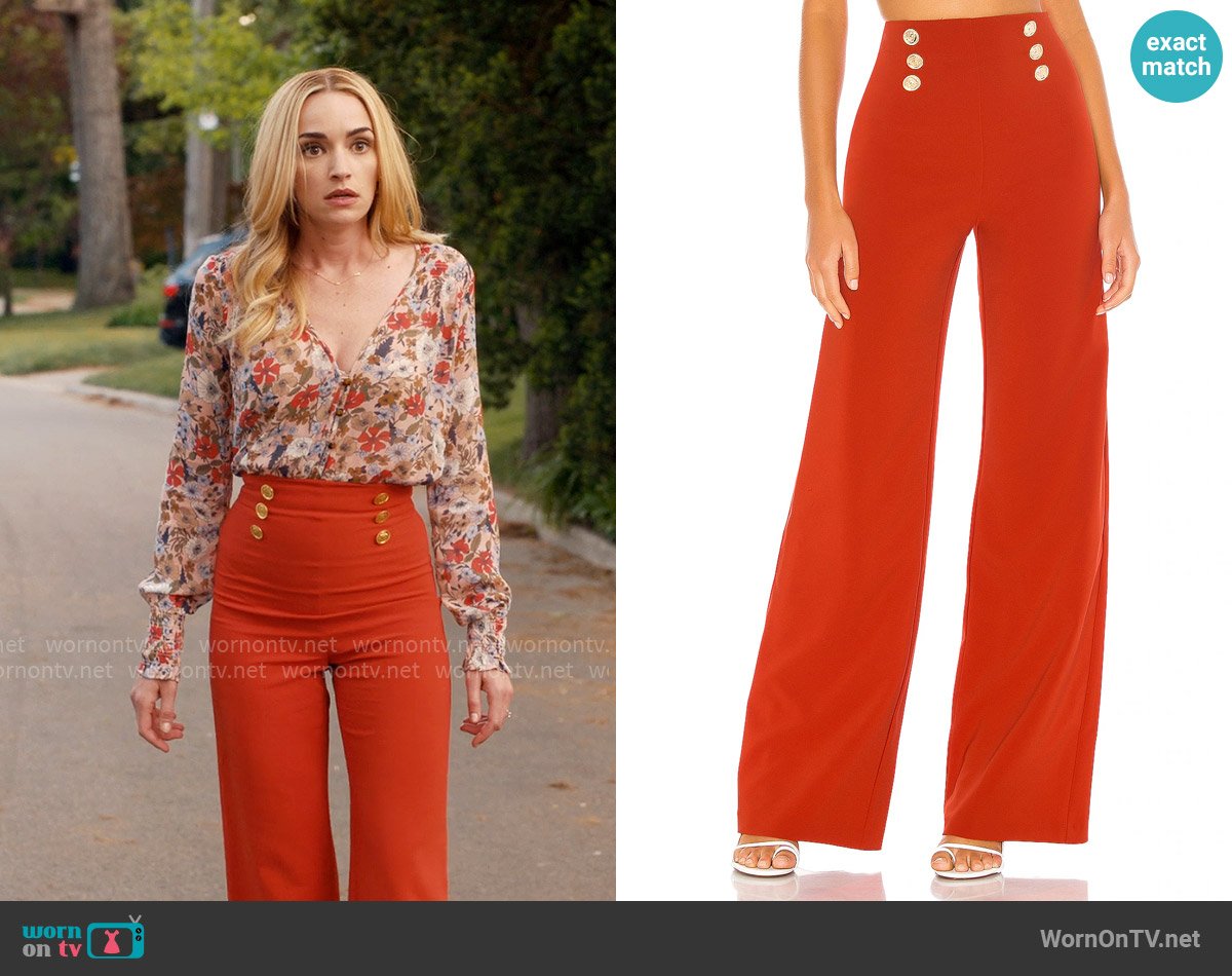 Nookie Milano Pant in Rust worn by Georgia Miller (Brianne Howey) on Ginny & Georgia