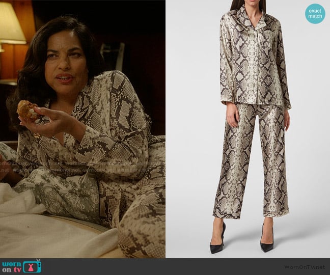 Philipp Plein Silk python print shirt worn by Seema Patel (Sarita Choudhury) on And Just Like That