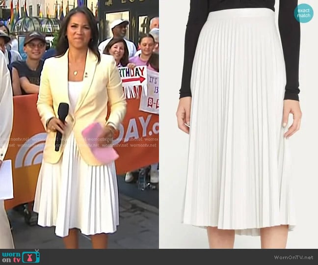 Proenza Schouler White Label Pleated Vegan Leather Midi Skirt worn by Laura Jarrett on Today
