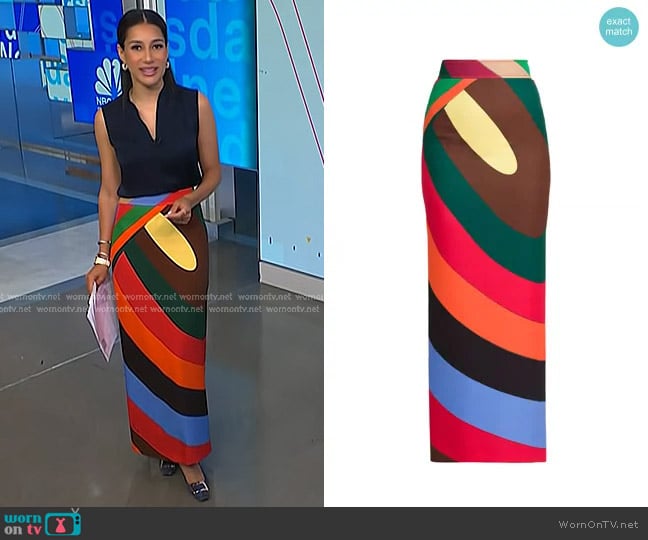Pucci Printed stretch-crepe maxi skirt worn by Morgan Radford on NBC News Daily