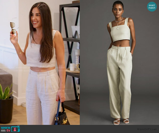 Reformation Olivia Linen Two-Piece Set worn by Michelle Saniei on The Valley
