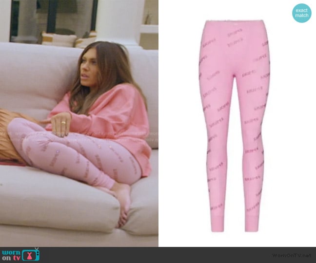 Skims Rhinestone Logo Pointelle Leggings worn by Jessi Ngatikaura on The Secret Lives of Mormon Wives