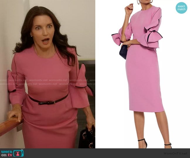 Roksanda Roksanda Lavete Bow Embellished Crepe Midi Dress worn by Charlotte York (Kristin Davis) on And Just Like That