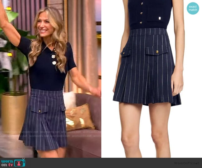 Debbie Matenopoulos’s navy pinstripe mini skirt on The View