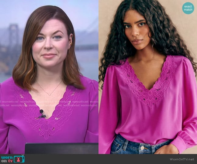 Sezane Juliette Blouse worn by Kate Rogers on NBC News Daily