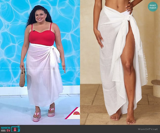 Monday Swimwear St. Tropez Sarong in White Crinkle Linen worn by Michelle Buteau on Today